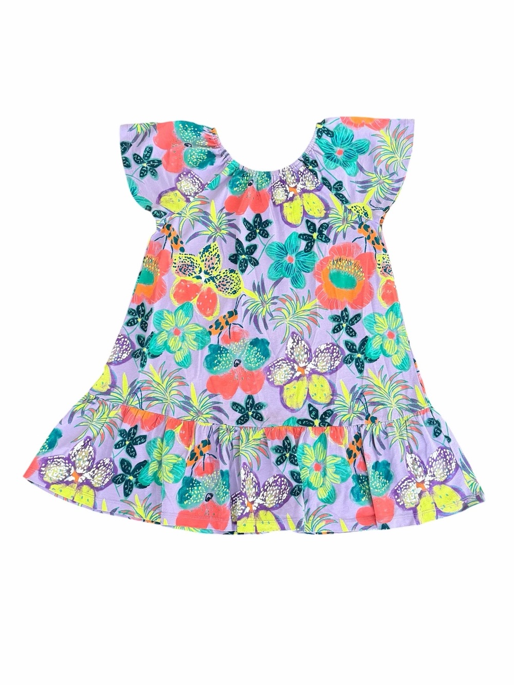 Tea Collection (6y) Floral Flutter Sleeve Dress